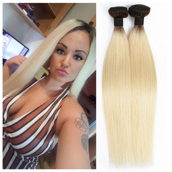 Peruvian Indian Brazilian Remy Human Hair Ombre Color 3pcs 1b/613 Straight Raw Inaian Hair Bundles Extensions 