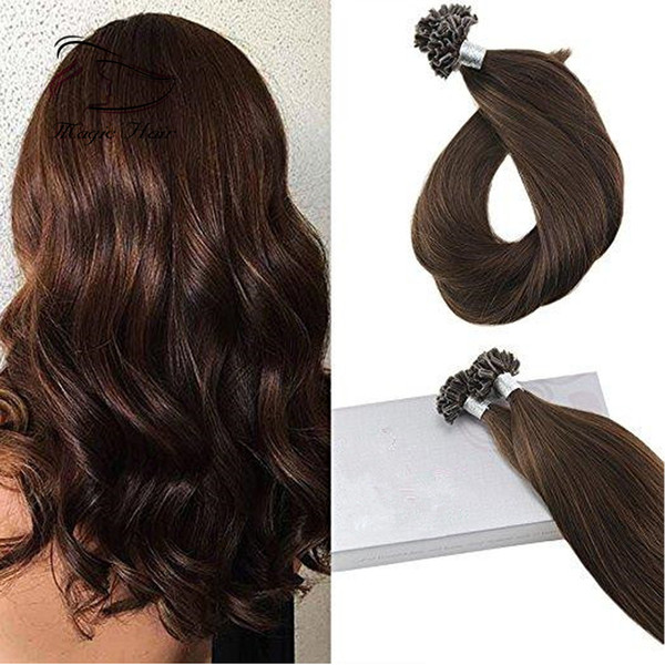 Evermagic High quality Remy Hair Extensions Human Hair U Tip Keratin Remy Extension Chocolate Brown #4