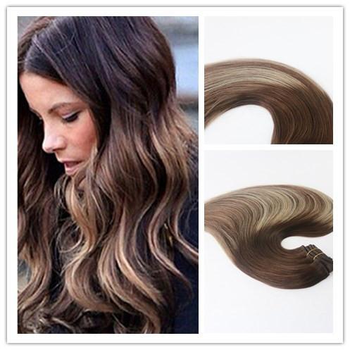 Human Hair Clip in Hair Extension Ombre Balayage Color #3 #24 #3 Top Grade High Quality Virgin Remy Hair Straight 100G Per Bundle