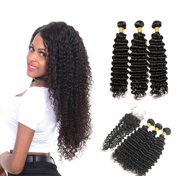 Peruvian Inaian Brazilian Cuticle Aligned Hair Remy Human Hair Deep Wave Bundles With Closure Hair Extensioon DHgate