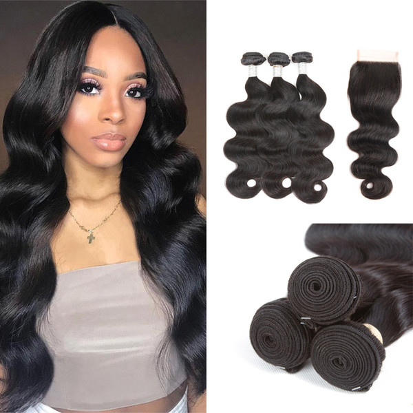 9A Peruvian Brazilian Raw Indian Hair Cuticle Aligned Hair Body Wave Remy Human Hair Wave Closure DHgate