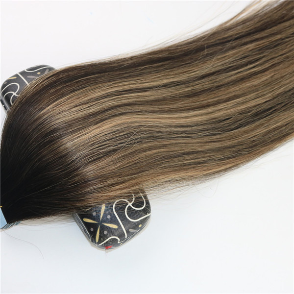 250gram Colored #2#3#27 Blonde Highlight Ombre Hair Balayage Skin Weft Seamless Brazilian Virgin Hair Extensions Tape in Hair Extensions