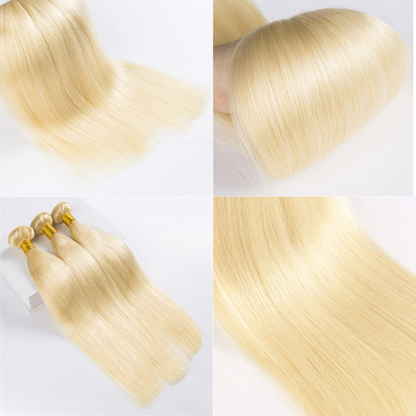 8A High Quality Hair Weaves 3Pcs/Lot Brazilian Virgin Hair Pure Color #613 Straight Hair Bundles Extensions 