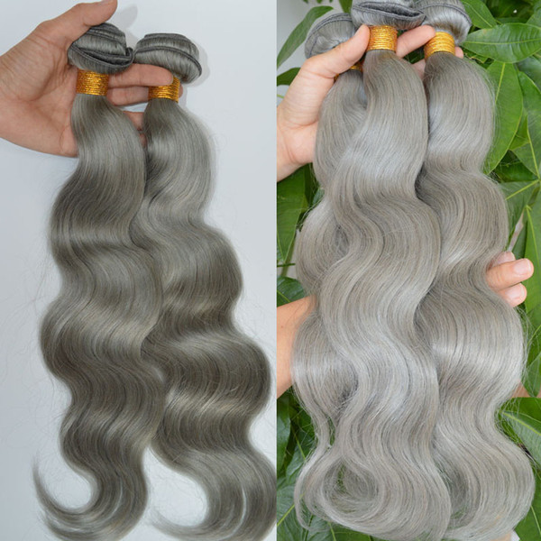 Silver Grey Hair Bundles Body Wave Virgin Brazilian Hair Wefts Extensions Gray Human Hair Weaving Wefts