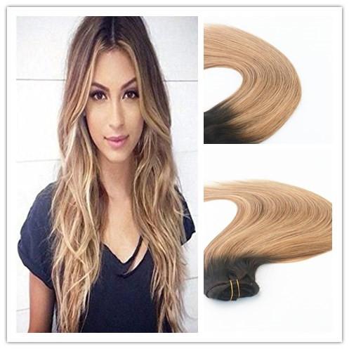 Human Hair Clip in Hair Extension Blended Color #2#6#27 Best Seling Fashion Style Brazilian Virgin Hair Straight 100g Per Bundle