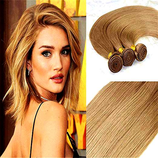 Hot selling 27#Blonde Hair Weaves Brazilian Straight Human Hair Extensions 100gram Per Piece Remy Hair Bundles