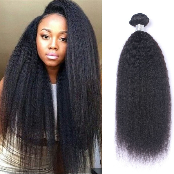 African American Afro Kinky Srtaight Brazilian Human Hair Bundles Hair Weave Double Drown Machine Human Hair Weft For Black Women