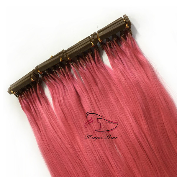 2019 New Products Hair Second Customized Color Available 6D Human Hair Extensions pink# Highlight 50grams/bag Can Be Styled With Iron