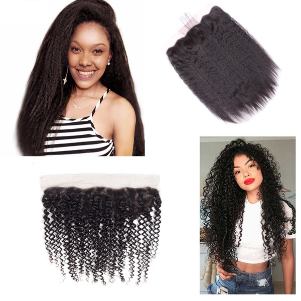 Human Hair Brazilian Malaysian Peruvian Indian remy human hair 13X4 Lace Frontal Pre Plucked Baby Hair Kinky Curly Kinky Straight DHgate