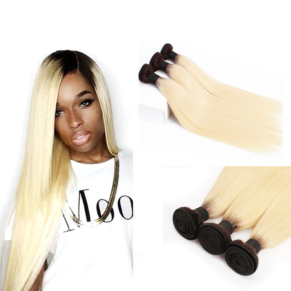 Peruvian Raw Indian Brazilian Remy Human Hair Ombre Color 3pcs 1b/613 Straight Raw Inaian Hair Bundles Extensions DHgate