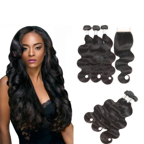 8A Peruvian Brazilian Raw Indian Hair Cuticle Aligned Hair Body Wave Remy Human Hair Wave Closure DHgate