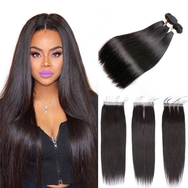 9A Peruvian Brazilian Raw Indian Hair Cuticle Aligned Hair Straight Remy Human Hair Wave Closure DHgate