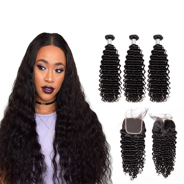 Peruvian Inaian Brazilian Cuticle Aligned Hair Remy Human Hair Water Wave Bundles With Closure Hair Extensioon DHgate