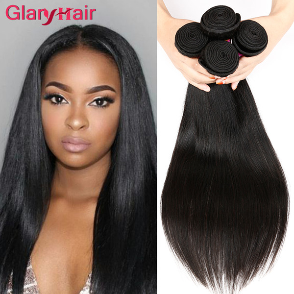 Glary New Arrival Lady's Remy Human Hair Extensions Straight Weave Peruvian Malaysian Brazilian Indian Straight Virgin Hair Bundle Deals