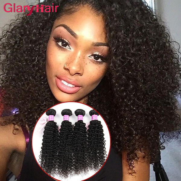 New Fashion Style Glary Hair Products Peruvian Human Hair Weave Bundles Kinky Curly Weaves Soft Cheap Mink Brazilian Hair Extensions