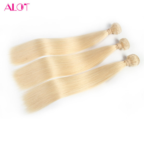 ALOT Brazilian Blonde Straight Human Hair Bundles Colored 613 Blonde Virgin Straight Hair 3 Bundles Extensions 10-24inch