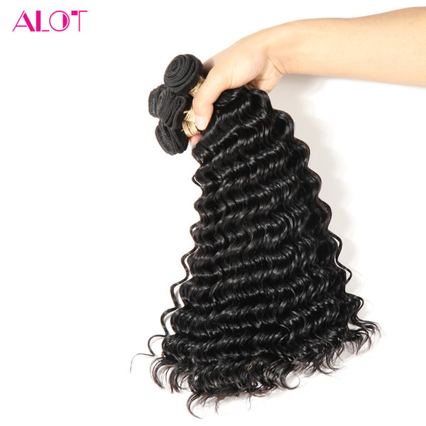 ALOT Human Hair Bundles Deep Wave Brazilian Hair 10 Bundles 100% Unprocessed Peruvian Malaysian Indian Human Hair Extensions 10-24inch