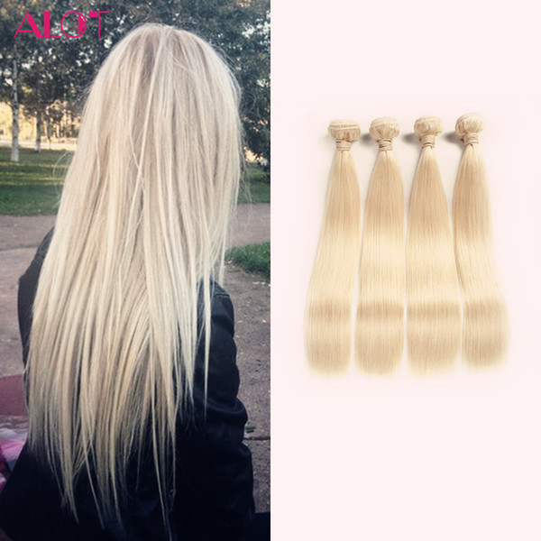 ALOT 2017 Brazilian Blonde Straight Human Hair Color 613 Blonde Brazilian Virgin Straight Unprocessed Hair 4 Bundles Extensions 12-24inch