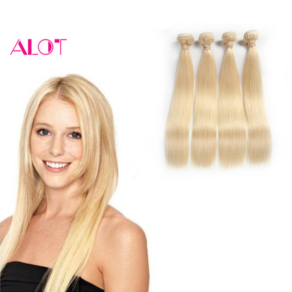 ALOT 2017 Brazilian Blonde Straight Human Hair Color 613 Blonde Brazilian Virgin Straight Unprocessed Hair 4 Bundles Hot Selling