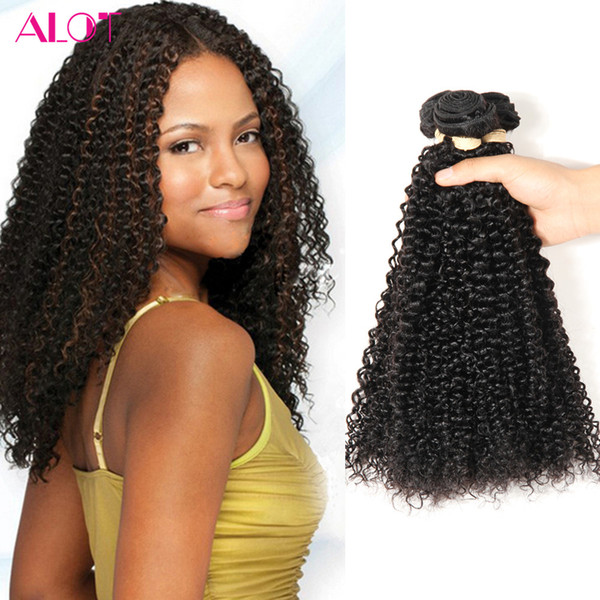 ALOT Indian Hair Bulk Kinky Curly Weave 3 Bundles Mix Length 100% Human Hair Bundles 100% Unprocessed Natural Color Extensions 8-28inch