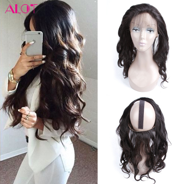 ALOT Hair Brazilian Human Hair 3 Bundles Body Wave 360 Lace Frontal with Bundles Brazilian Malaysian Indian Peruvian Virgin Human Hair