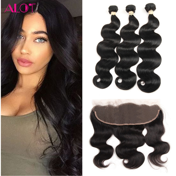 Brazilian Hair Bundles with Frontal Body Wave Hair Bundles Brazilian Indian Peruvian Malaysian Virgin Hair 3 Bundles With 13x4 Lace Frontal