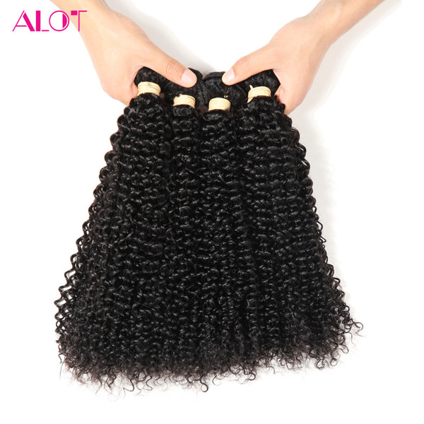 ALOT Grade 8A Malaysian Hair Kinky Curly Hair 4 Bundles 100% Virgin Human Hair Bundles 100% Unprocessed Natural Color Extensions 8-28inch