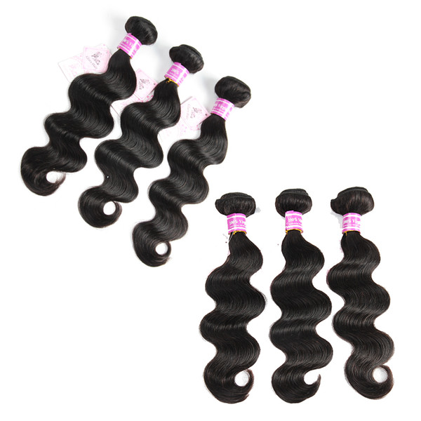 DHgate Top Selling Unprocessed Natural Black Body Wave Bemiss Virgin Human Hair Weaves Malaysian Indian Cambodian Mongolian Peruvian Bundles