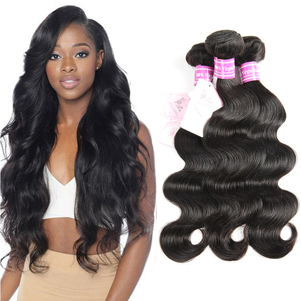 DHgate Bemiss On Sale Brazilian Virgin Human Hair Weaves Malaysian Hair Bundles Indian Peruvian Mongolian Cambodian Natural Color Body Wave