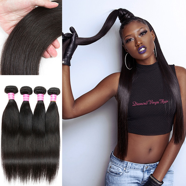 8A Straight Hair Extensions Unprocessed Brazilian Virgin Human Hair Weaves Peruvian Malaysian Indian Mongolian Cambodian Remy Hair Bundles