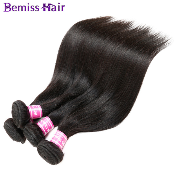 Bemiss Hair Straight Virgin Human Hair Weaves Brazilian Wet And Wavy Hair Bundles Malaysian Natural Color Unprocessed Straight 4 Bundles