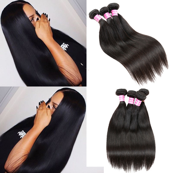 Brazilian Hair Bundles Natural Black Straight Malaysian Indian Unprocessed Virgin Human Hair Weaves Peruvian Cambodian Mongolian Hair Bundle