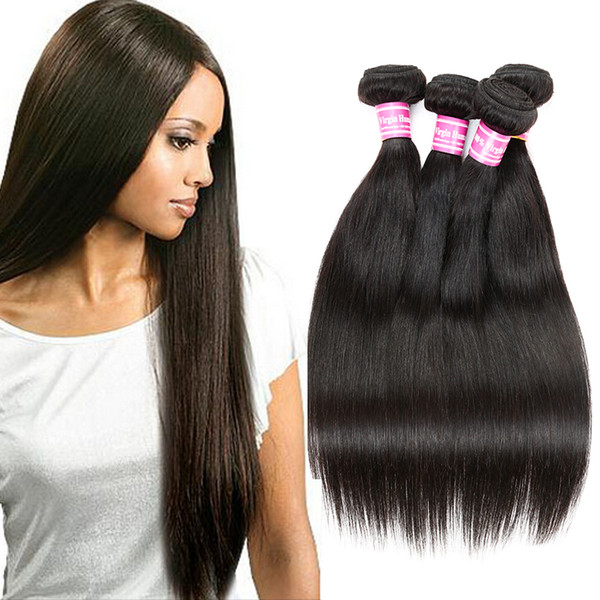 Malaysian Indian Peruvian Mongolian Cambodian Brazilian Wet And Wavy Hair Bundles Straight Human Hair Weaves Natural Black Can Be Dyed Hair