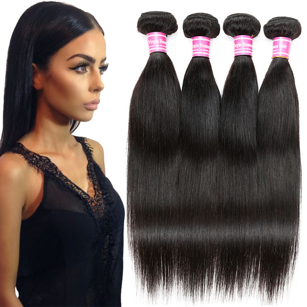 Brazilian Cambodian Mongolian Indian Peruvian Malaysian Virgin Human Hair Weaves Unprocessed Natural Black Straight Hair Bundles On Sales