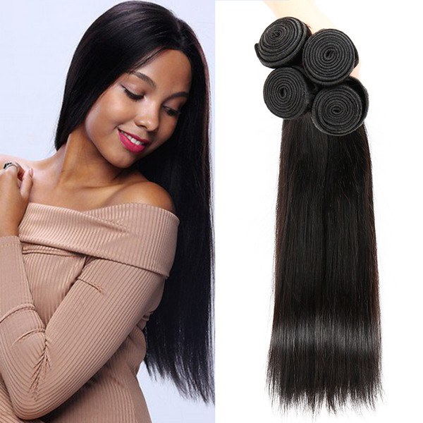 100% Unprocessed 8A Malaysian Straight Virgin Human Hair Weft Brazilian Indian Peruvian Cambodian Mongolian Natural Color Human Hair Weaves