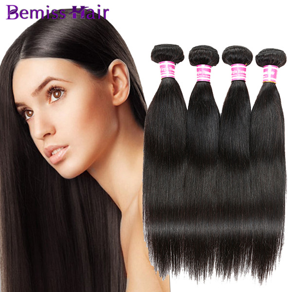 Bemiss 2017 Top Selling Straight Brazilian Indian Peruvian Malaysian Cambodian Mongolian Virgin Human Hair Weaves Extensions Natural Color