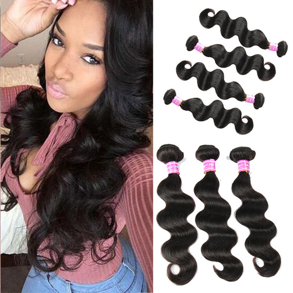 Bemiss Unprocessed Wholesales Cheap Brazilian Virgin Human Hair Weaves Malaysian Indian Cambodian Mongolian Peruvian Natural Black Body Wave