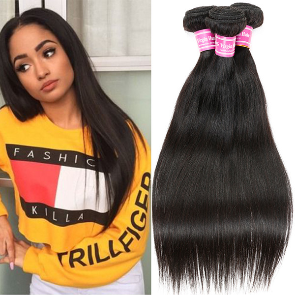 Brazilian Straight Virgin Human Hair Weaves 100% Unprocessed 8A Wet and Wavy Hair Extensions Peruvian Malaysian Indian Cambodian Mongolian