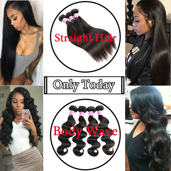 Brazilian Virgin Hair Body Wave Bundles 8A Straight Human Hair Weaves 100% Unprocessed Hair Extensions Peruvian Malaysian Indian Hot Sales