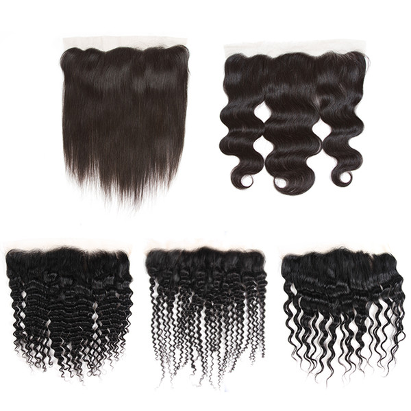 Cheap Brazilian Straight Lace Frontal For Human Hair Bundles Peruvian Virgin Body Deep Water Wave Frontal Closures Kinky Curly Human Hair
