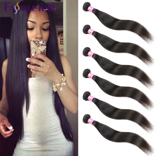 Wholesale Fastyle Brazilian Straight Hair Extensions 6 Bundles UNPROCESSED Peruvian Malaysian Indian Virgin Human Hair Weave Wefts Natural