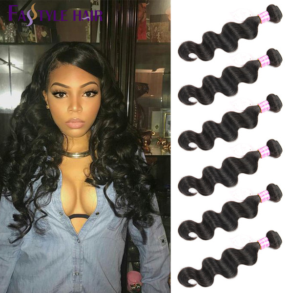 Wholesale Fastyle Brazilian Body Wave Hair Extensions 6pc/lot UNPROCESSED Peruvian Malaysian Indian Virgin Human Hair Bundles Top Quality