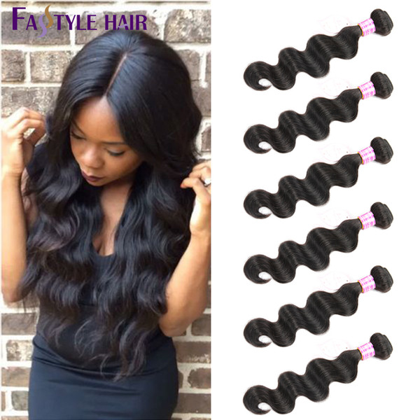 Fastyle Brazilian Body Wave Hair Weft 6 Bundles UNPROCESSED Peruvian Malaysian Indian Virgin Human Hair Extensions High Quality Low Price