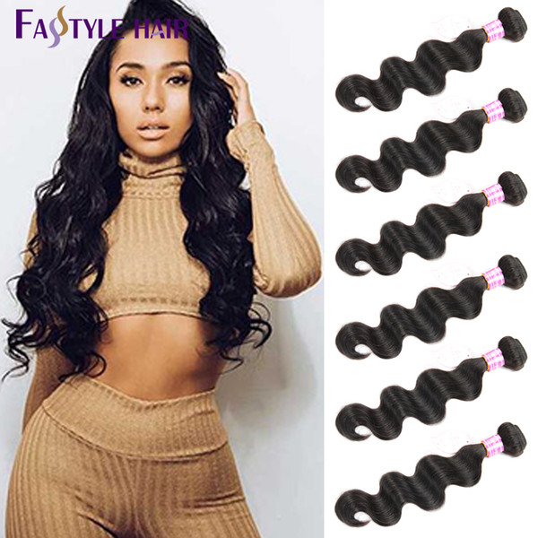 Hot Selling! Brazilian Body Wave Hair Weft 6 Bundles Natural Black UNPROCESSED Peruvian Malaysian Indian Virgin Human Hair Bundles Cheap