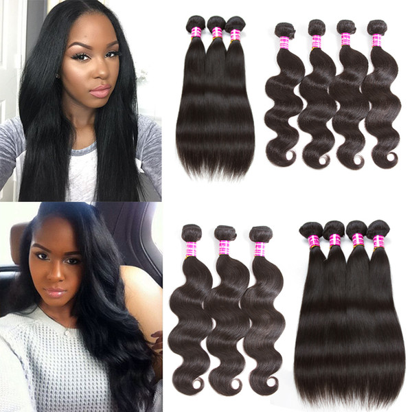 Grade 8A Brazilian Virgin Straight Human Hair Bundles Unprocessed Indian Malaysian Body Wave Human Extensions Human Weaves Hot Selling