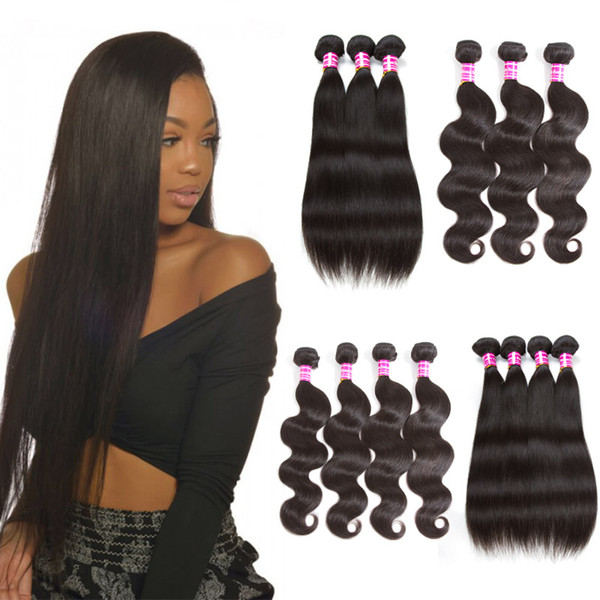 Wholesale Brazilian Straight Human Hair Weaves Bundles Unprocessed Indian Virgin Body Wave Wet and Wavy Human Hair Extensions 3 4 Bundles