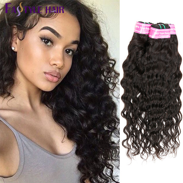 8A Brazilian Natural Water Wave Hair Extensions Natural Black Unprocessed Peruvian Malaysian Indian Virgin Human Hair Bundles Dyeable