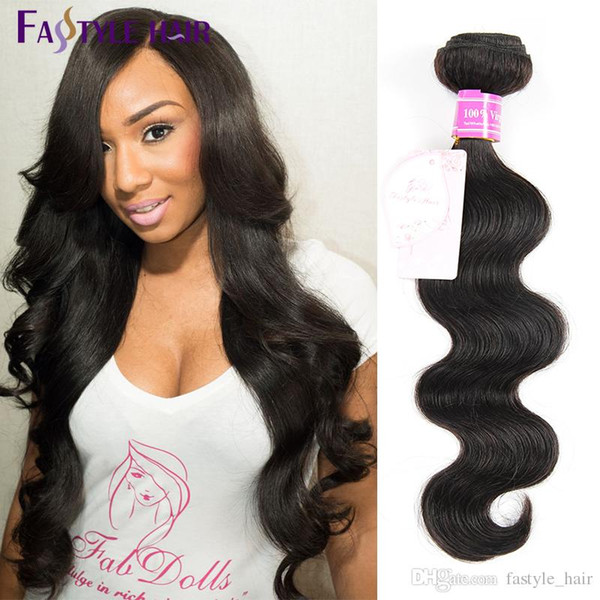 Hot Cake!Fastyle Malaysian Body Wave Extensions Natural Black UNPROCESSED Brazilian Peruvian Indian Virgin Human Hair Bundles 