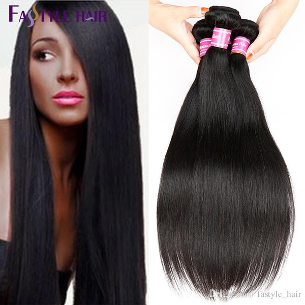 Fastyle Brazilian Peruvian Indian Malaysian Unprocessed Human Straight Hair Extensions Brazilian Hair Weave Bundles Natural Black Color