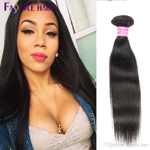 Fastyle Malaysian Straight Unprocessed Brazilian Peruvian Indian Mink Virgin Human Hair Bundles Natural Black 4pc/lot Double Machine Weft